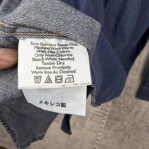 VTG Eddie Bauer Denim Button-Up Shirt Men Sz XL Tall Long Sleeve Pocket Western - Picture 8 of 12